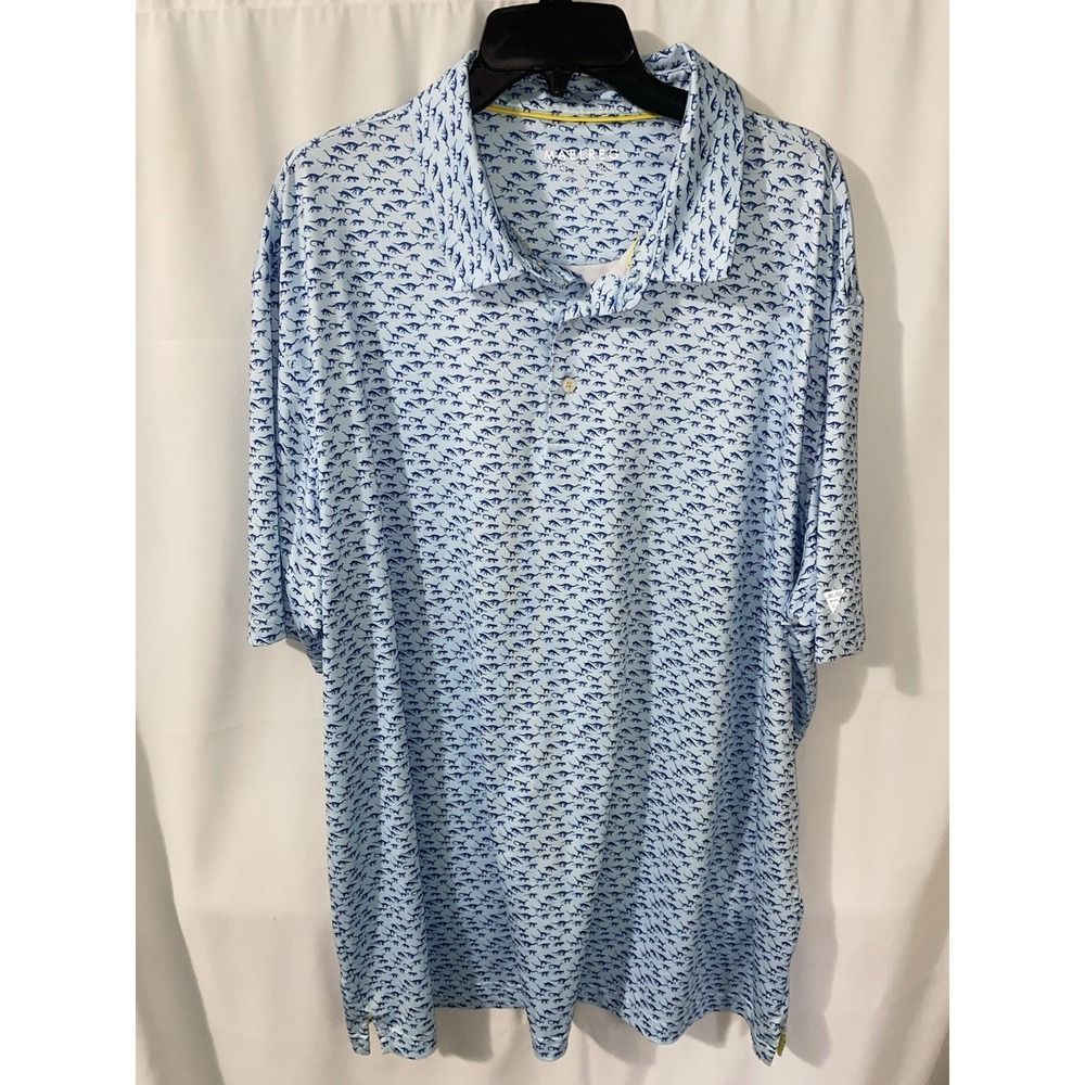 Maelreg Performance Polo Men's 3XL Dinosaur All Over Print Golf Stretch